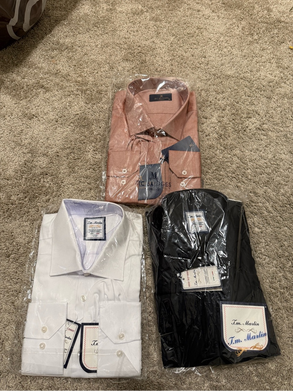 Men's Dress Shirt - White, Black, Salmon